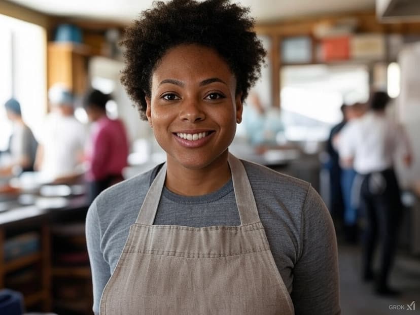 Happy restaurant owner